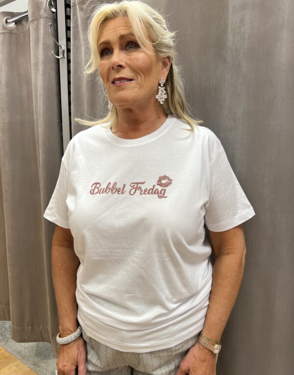 Bubbelfredag T-shirt vit/glitter