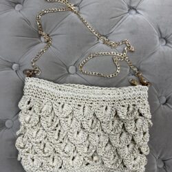 Beige stråhandväska
