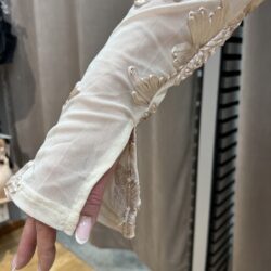 Lyxig mesh topp med blommor - Bild 4