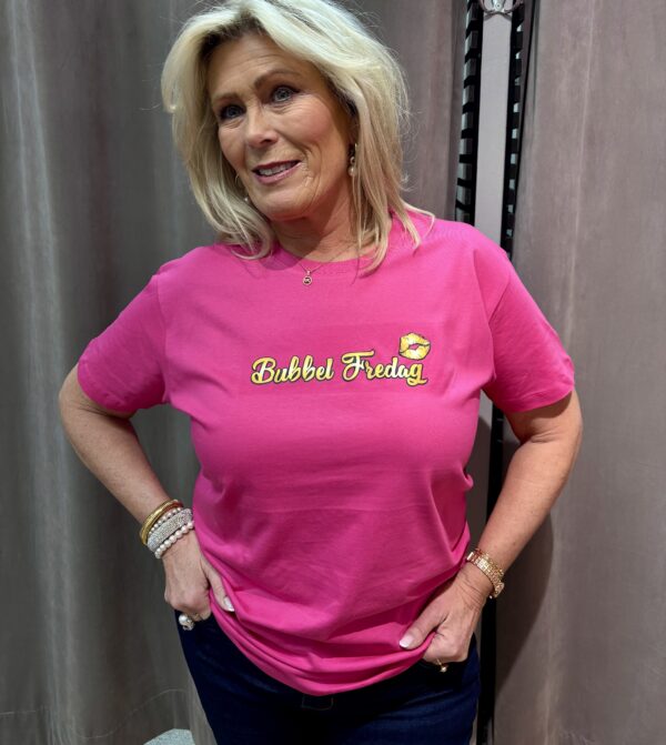 Bubbelfredag T-shirt cerise/guld