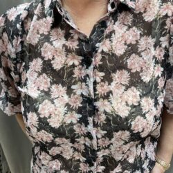 Svart blommig skjortblus - Bild 3