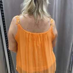 Orange linne med blommor - Bild 3