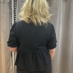 Svart knytblus i linne - Bild 2
