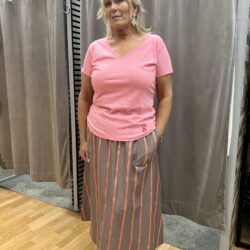 Rosa/grå randig kjol - Bild 2