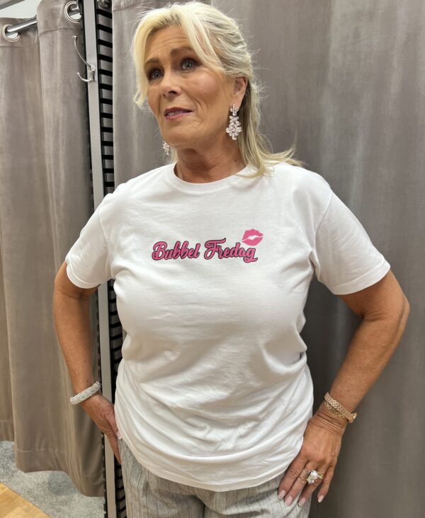 Bubbelfredag T-shirt vit/rosa