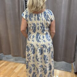 Creme vit/blå långklänning - Bild 5