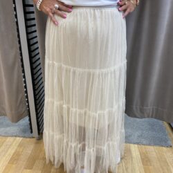 Cremè vit Strass tyllskjol