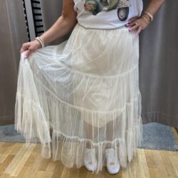 Cremè vit Strass tyllskjol - Bild 3