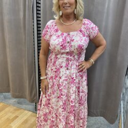 Rosa mönstrad långklänning - Bild 2