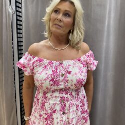 Rosa mönstrad långklänning - Bild 4