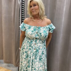 Grön mönstrad långklänning - Bild 3
