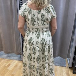 Creme vit/grön  långklänning - Bild 4