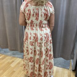 Creme vit/röd långklänning - Bild 4